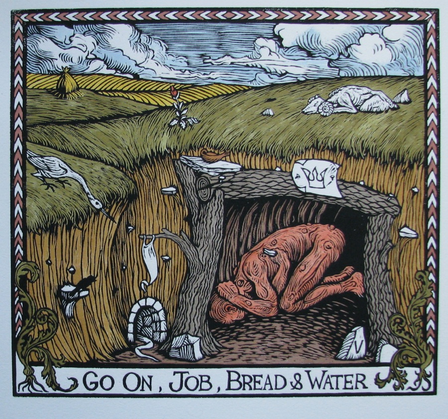 Go On, Job, Bread and Water hand colored