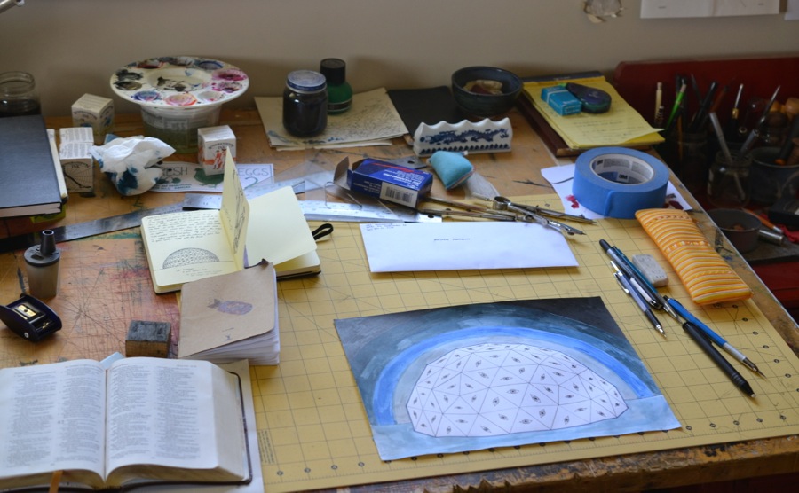 table top with dome drawing