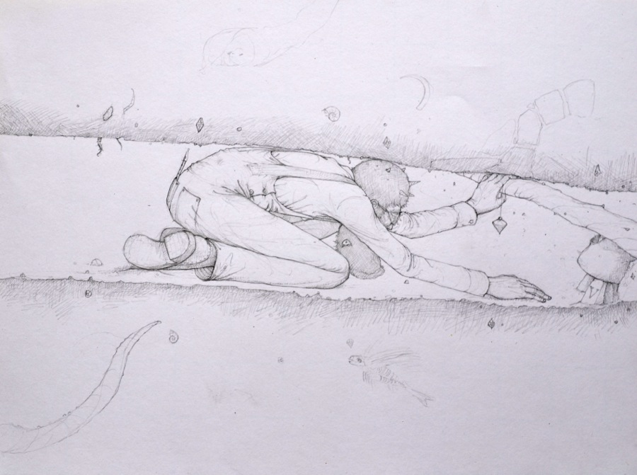 Walking Man in the Tunnel of the Ancient