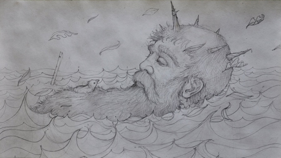 Walking Man in the Sea