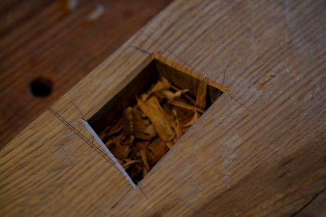 Oak and Walnut Table build16