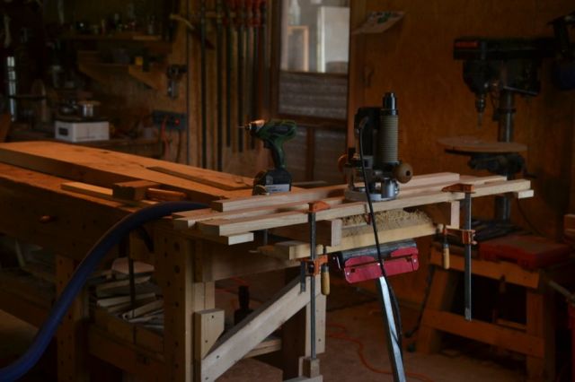 Oak and Walnut Table build26